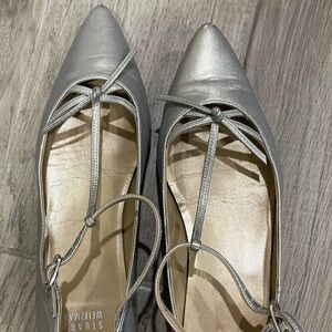 Stuart Weitzman silver bow ballet flats (barely used) 7.5 M